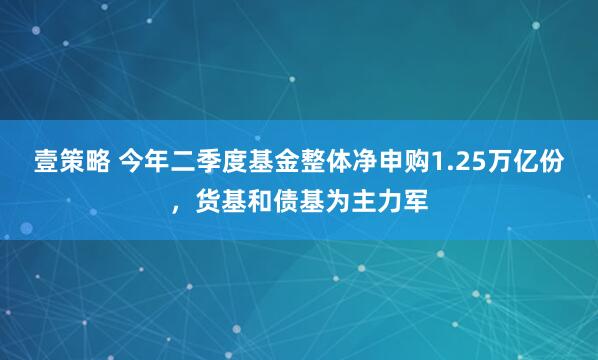 壹策略 今年二季度基金整体净申购1.25万亿份，货基和债基为主力军